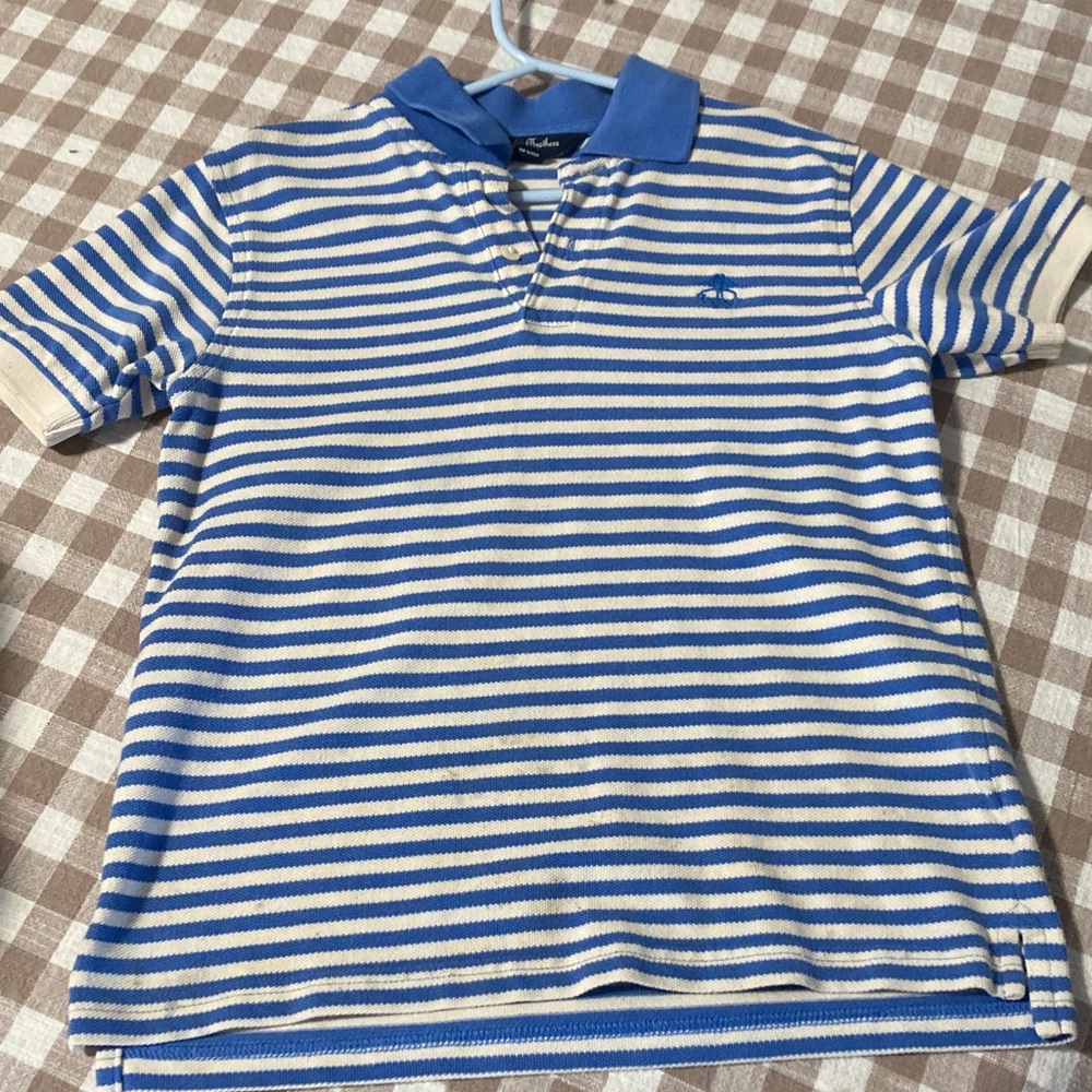 Brooks Brothers Blue and Cream Striped Polo
